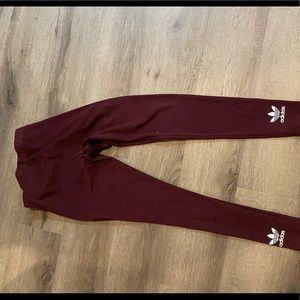 Burgundy wine color adidas leggings